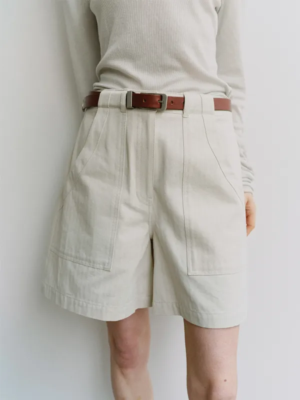 TIS CLASSIC COTTON SHORT PANTS_IVORY