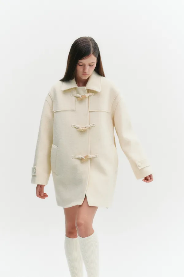 [아이브 레이 착용] Alpaca Duffle Half Coat Butter