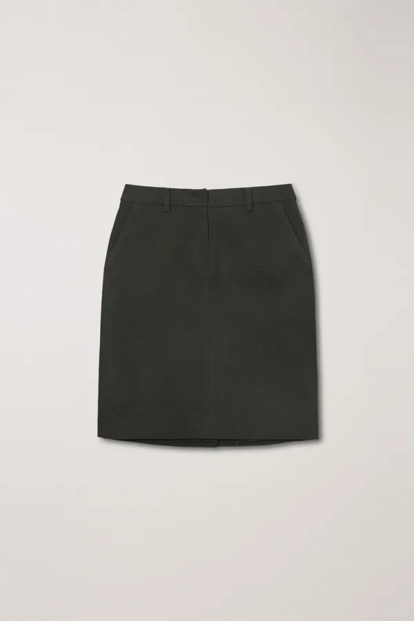 H-LINE WOOL MIDI SKIRT DARK KHAKI_UDSK5C203K2