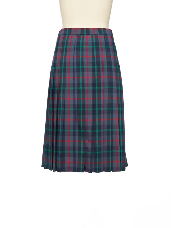 FW25 UNDERLINE GRAY CHECK PLEATED MIDI SKIRT