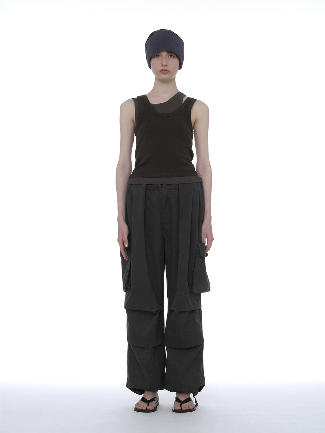 파르티멘토 [WOMEN] OVERLAY SLEEVELESS_KHAKI BROWN 상품 이미지 2