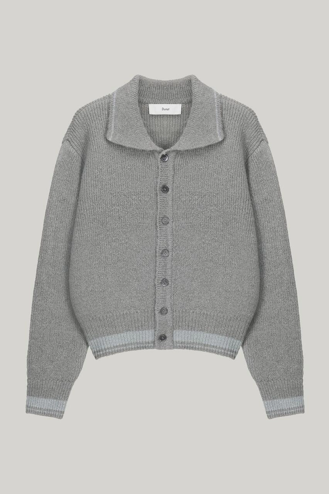 던스트 UNISEX OPEN COLLAR KNIT CARDIGAN LIGHT MELANGE GREY 상품 이미지 1