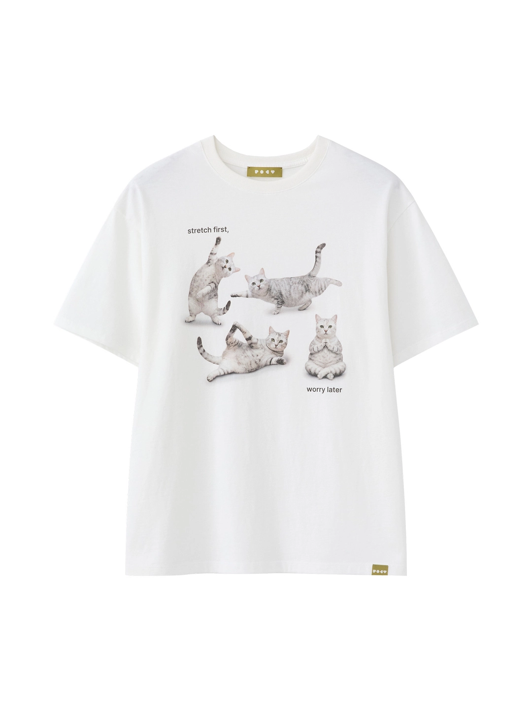 포에브 [5/29 예약배송] Stretching Cat T-Shirt - Off White 상품 이미지 1