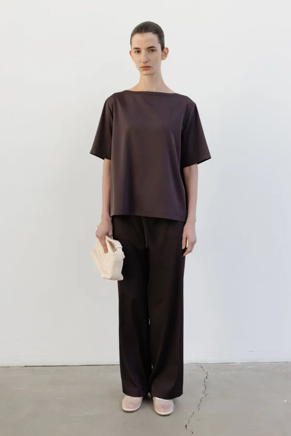 Fluid banding pants_brown