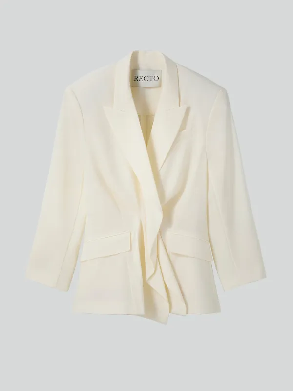DRAPE DETAIL SUIT JACKET (IVORY)