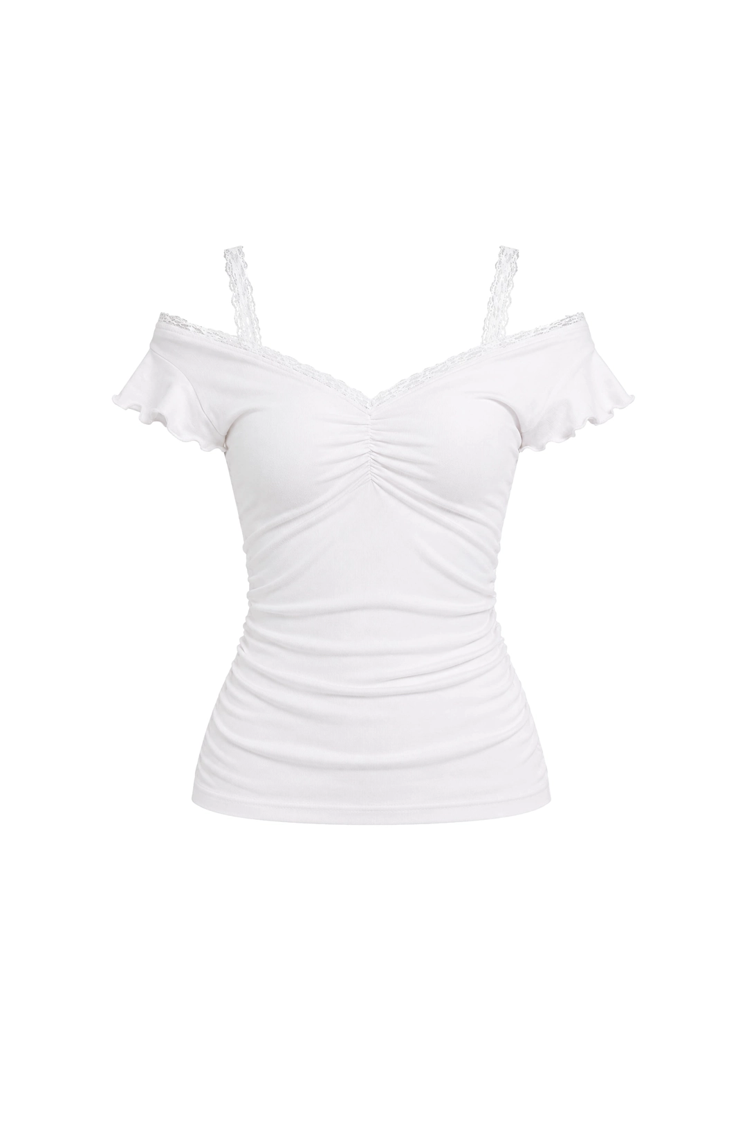 클리시어 Ballerina lace layered top, White 상품 이미지 1
