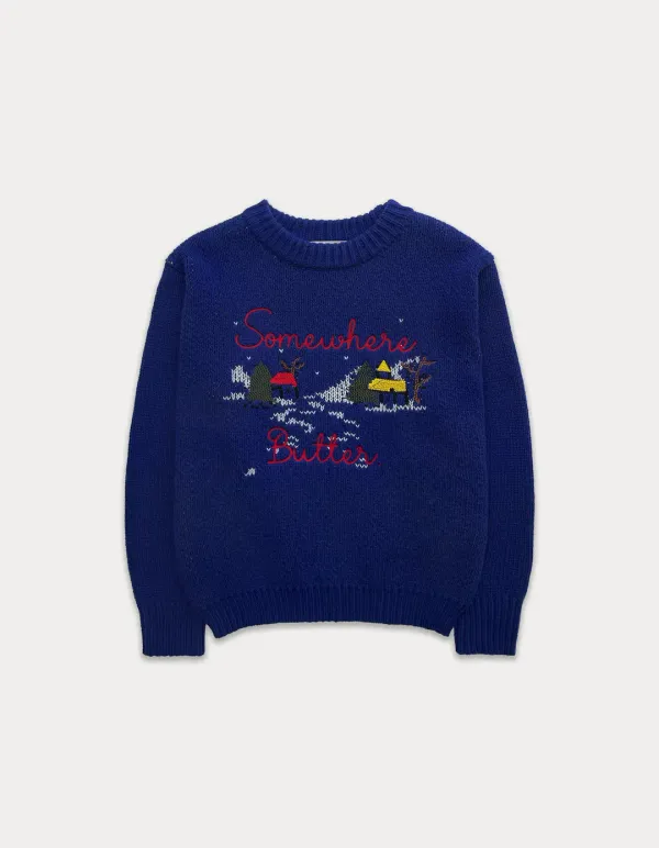 Some Village Wool Sweater - Cobalt Blue