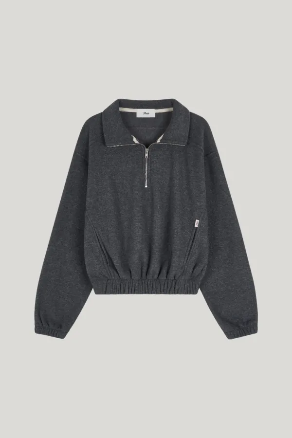 [Restock] (terry)fleece half zip-up_charcoal
