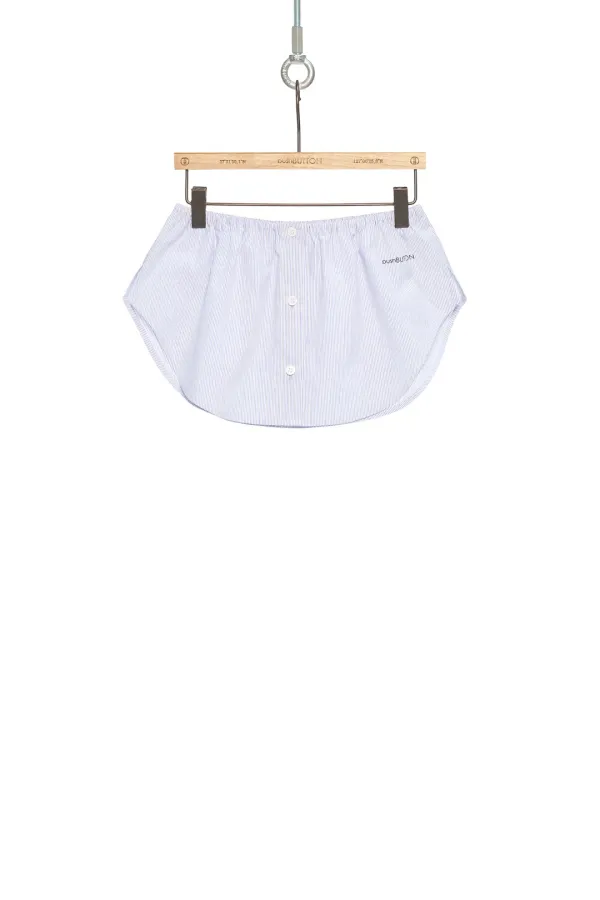 PS26 BLUE STRIPE SHIRT HEM MOTIF MINI SKIRT