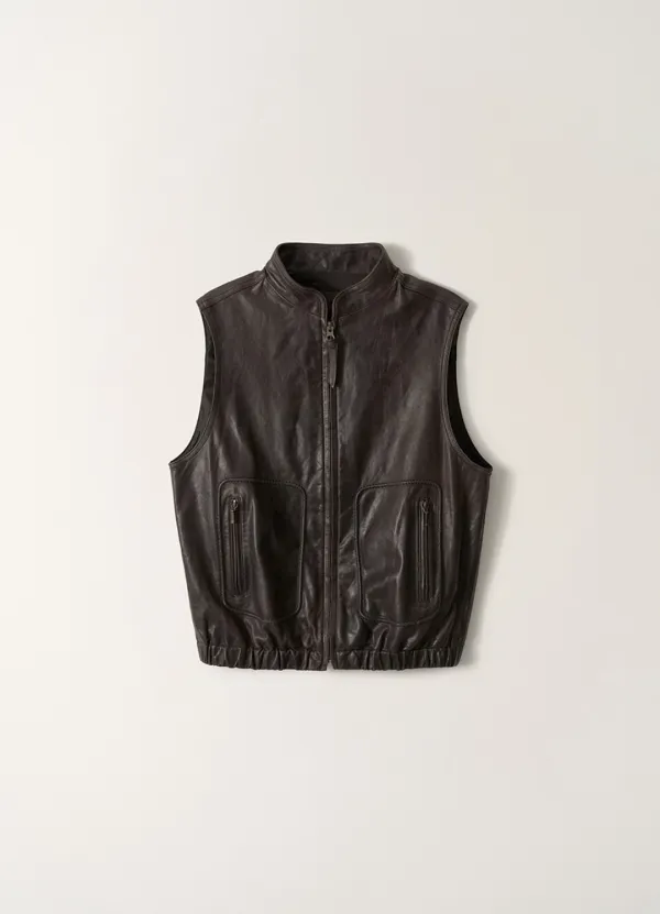 4TH / Heritage leather vest (Dark mocha)