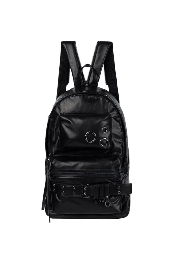 Eyelet Convertible Shoulder Back pack [ Black ]