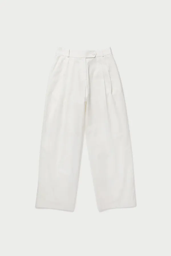 Wide pintuck pants_ivory