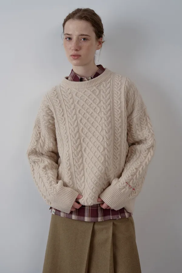 roa fisherman cable knit_ecru