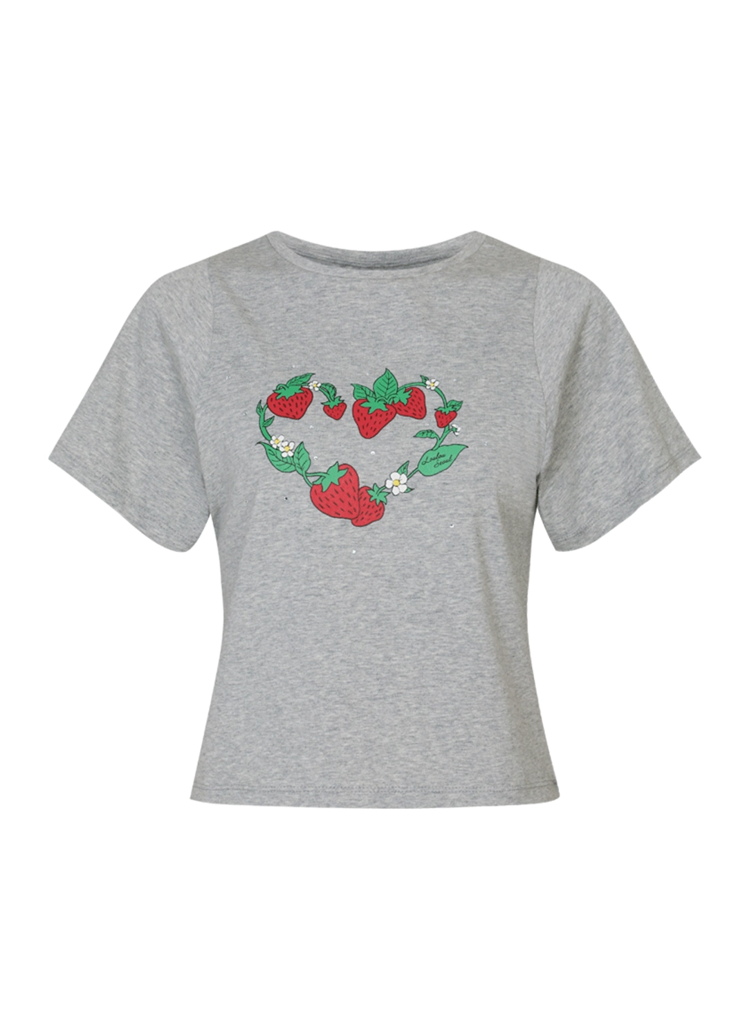 루루서울 Strawberry Picnic Crop T-Shirt  (Gray) 상품 이미지 3