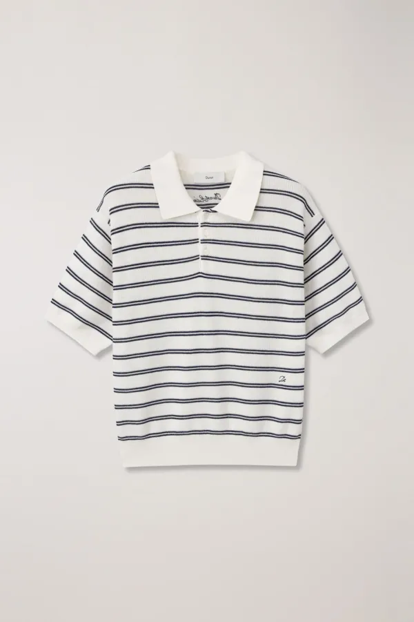 UNISEX SOFT STRIPED POLO KNIT OFF WHITE_UDSW6B121OW