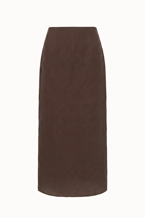 [2차 리오더]Linkle Sheer H-Line Maxi Skirt[LMBFSPSK413]-Chocolate Brown
