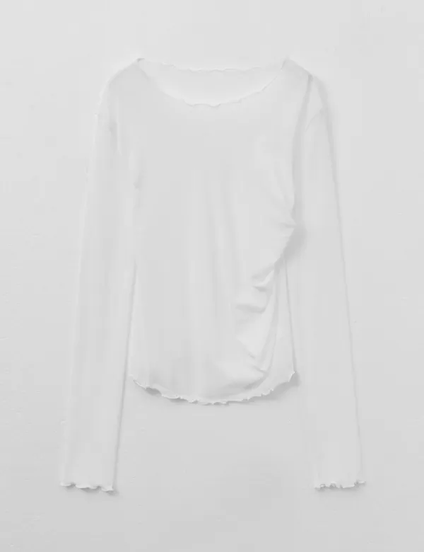 사이드 셔링 메쉬 롱슬리브 아이보리 MDTS061IVORY