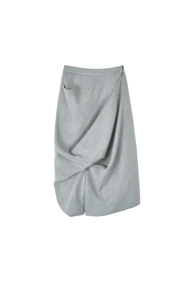 MIDI DRAPE SKIRT (M GREY)