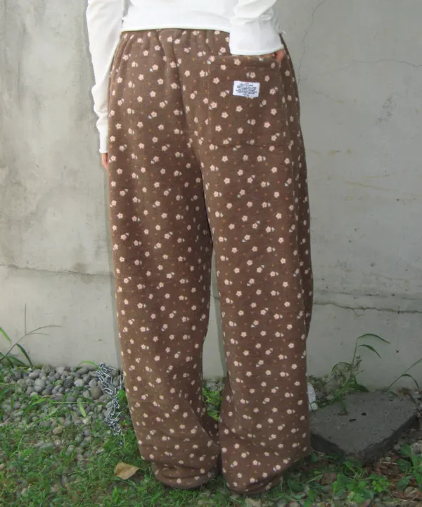 [9/30 순차배송] FLOWER PATTERN FLEECE PANTS BROWN