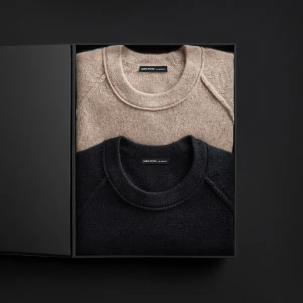 Men's Recycled Cashmere Crew Sweater Gift Set - Black/Stone