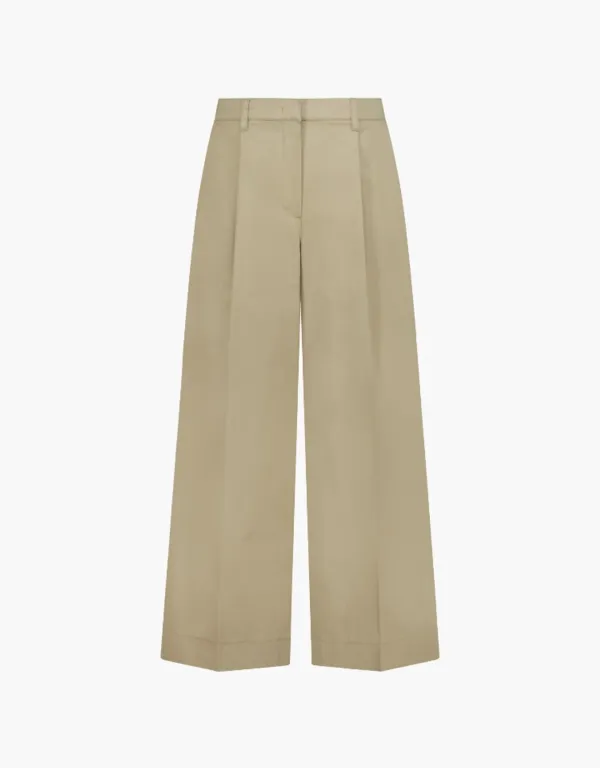 cotton wide pants - beige
