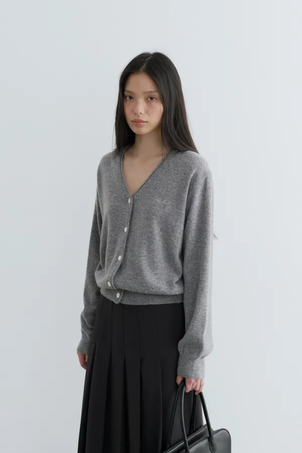 Cashmere v-neck cardigan (gray)