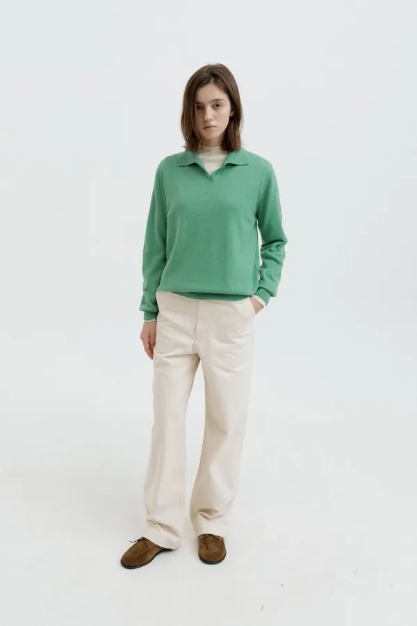 Mercerize Wool Collar Knit