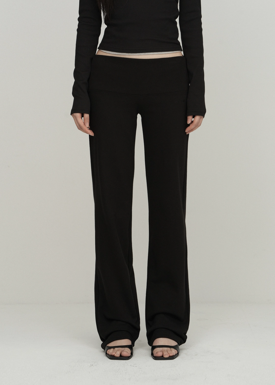 보헤미안서울 RIBBED BAND STRAIGHT PANTS, BLACK 상품 이미지 2