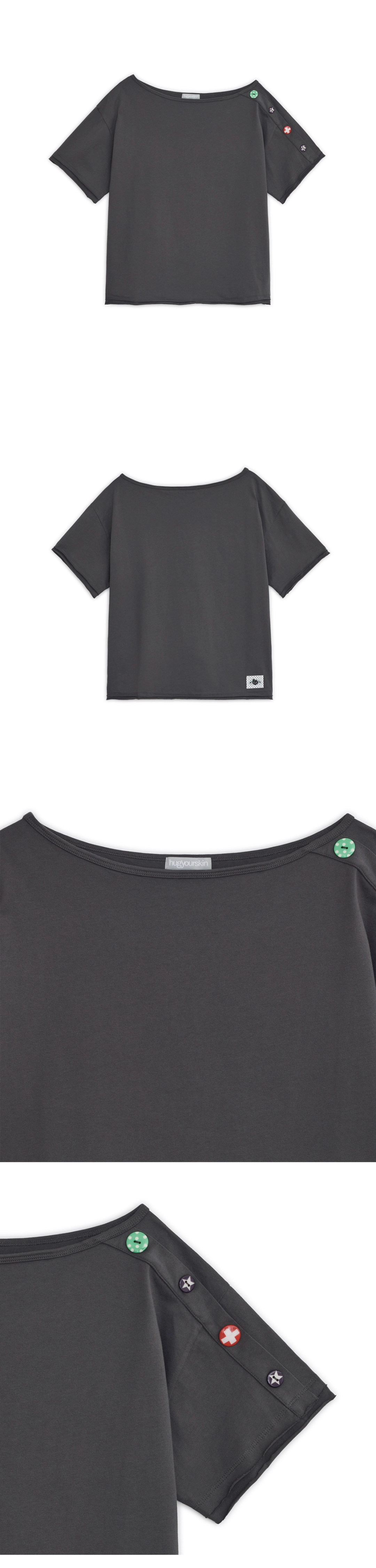 허그유어스킨 Candy button loose T (Charcoal) 상품 이미지 1