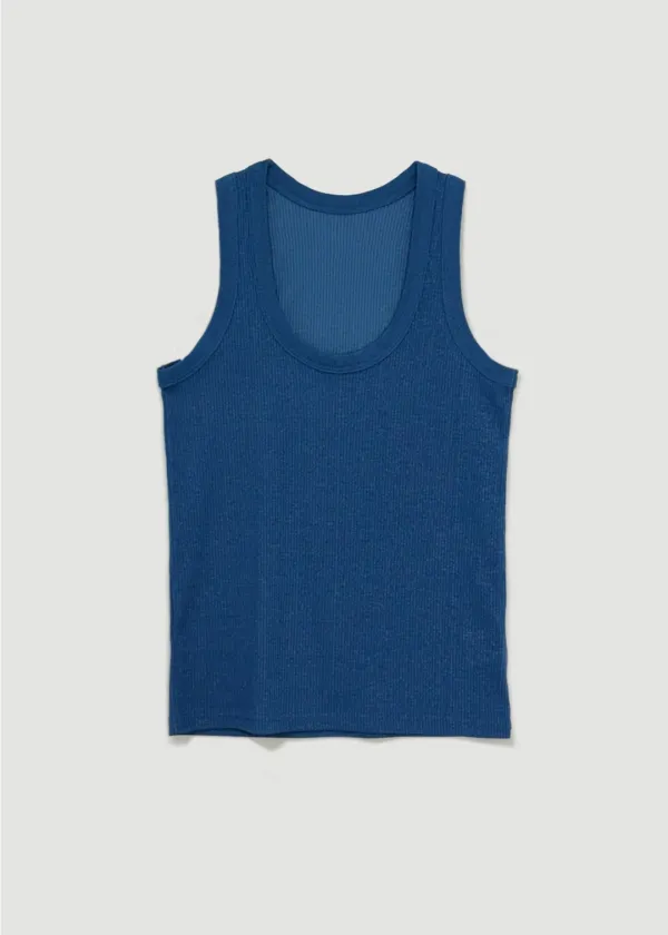 Ribbed sleeveless (Blue)