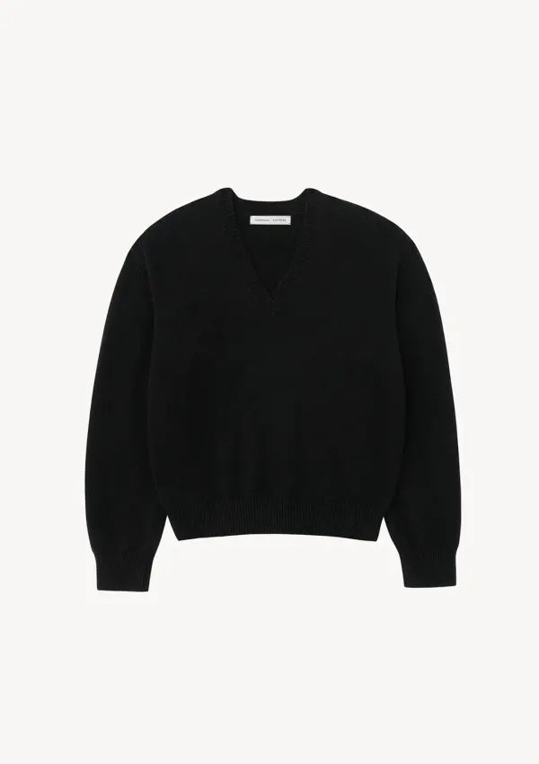 24 Deep V-Neck Knit in Black