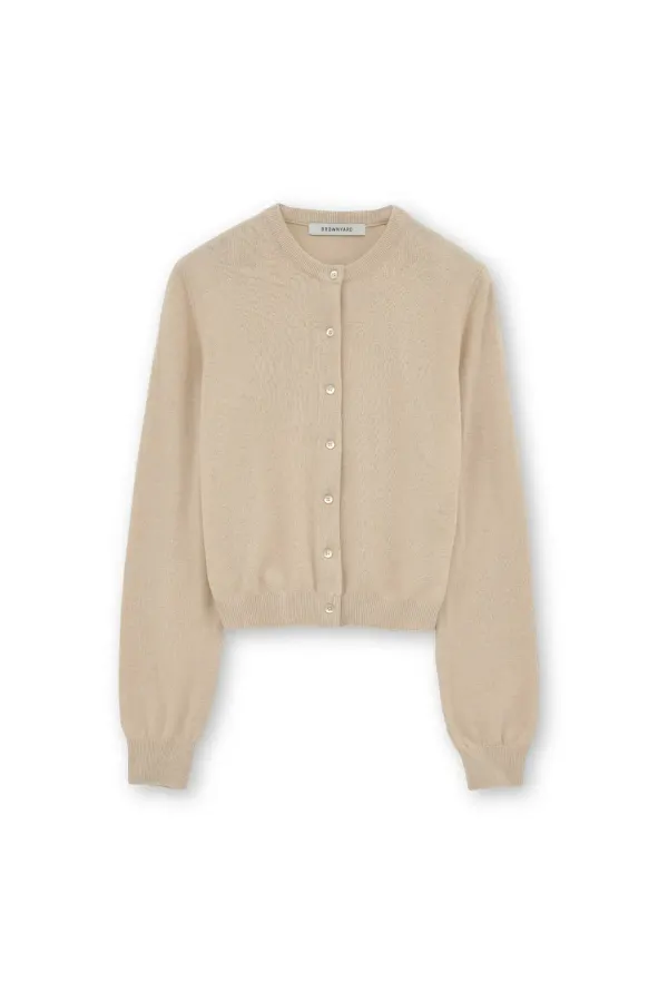 W Round Cardigan, Beige