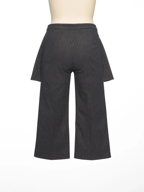 FW26 GRAY STRIPE SKIRT LAYERED SLIM PANTS