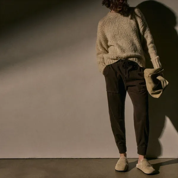 Herringbone Twill Mixed Media Pant - Porcupine