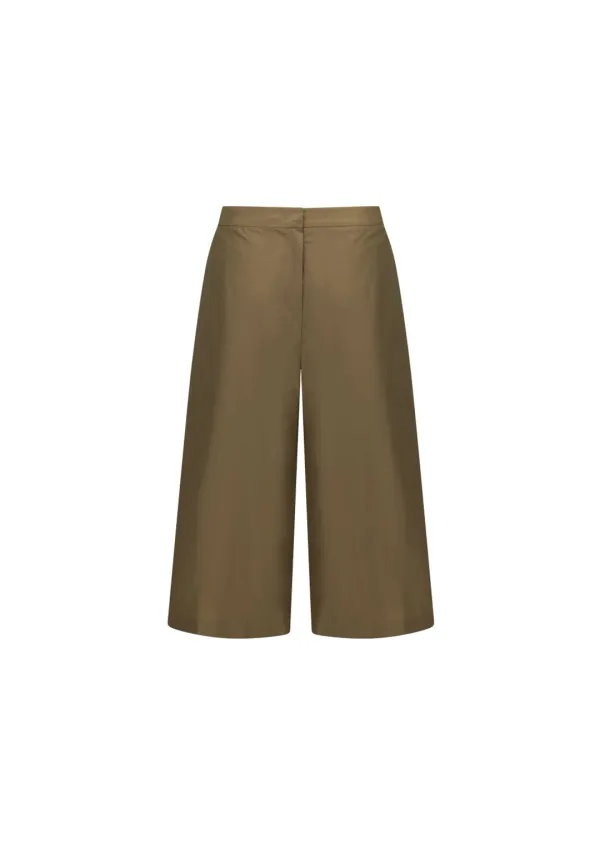 Silk taffeta bermuda pants, Khaki