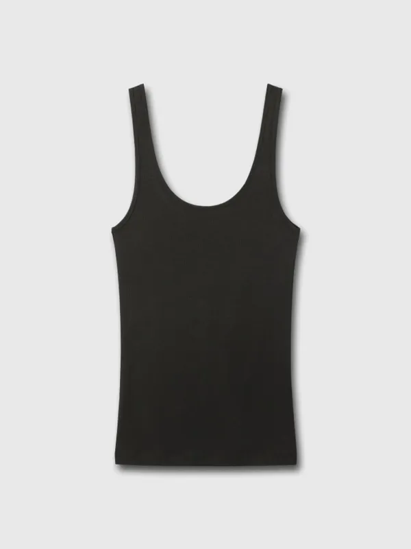 TENCEL U-NECK SLEEVELESS_ BLACK