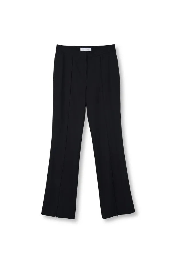 W Lowrise Slit Pants, Black