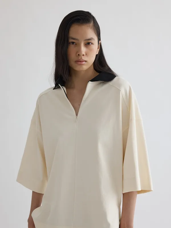 Talin cotton half zip-up T