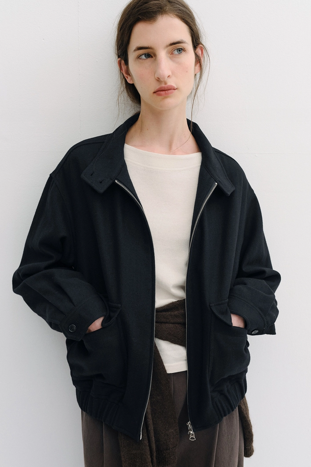 블랭크공삼 high neck wool blouson jacket (deep navy) 상품 이미지 2