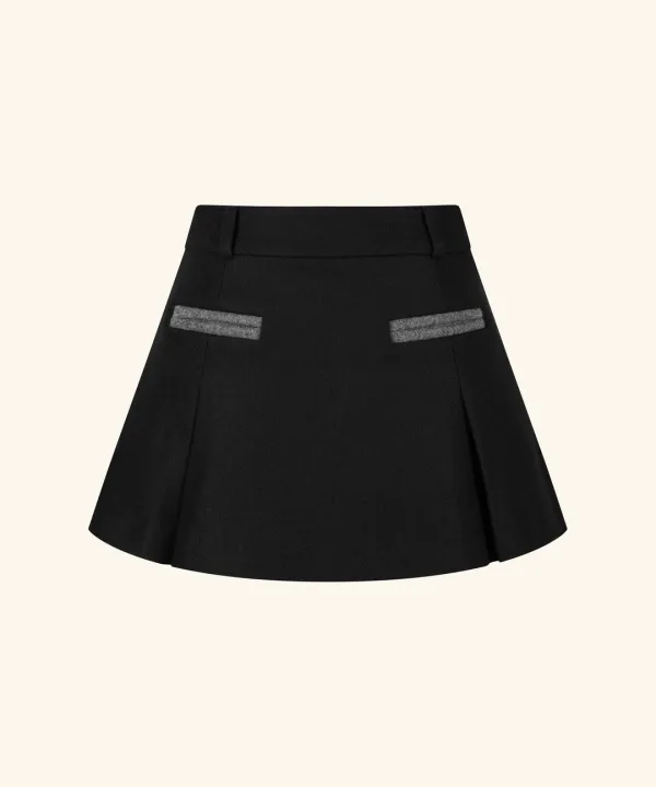 Claude Pocket Wool Mini Skirt ( Black )