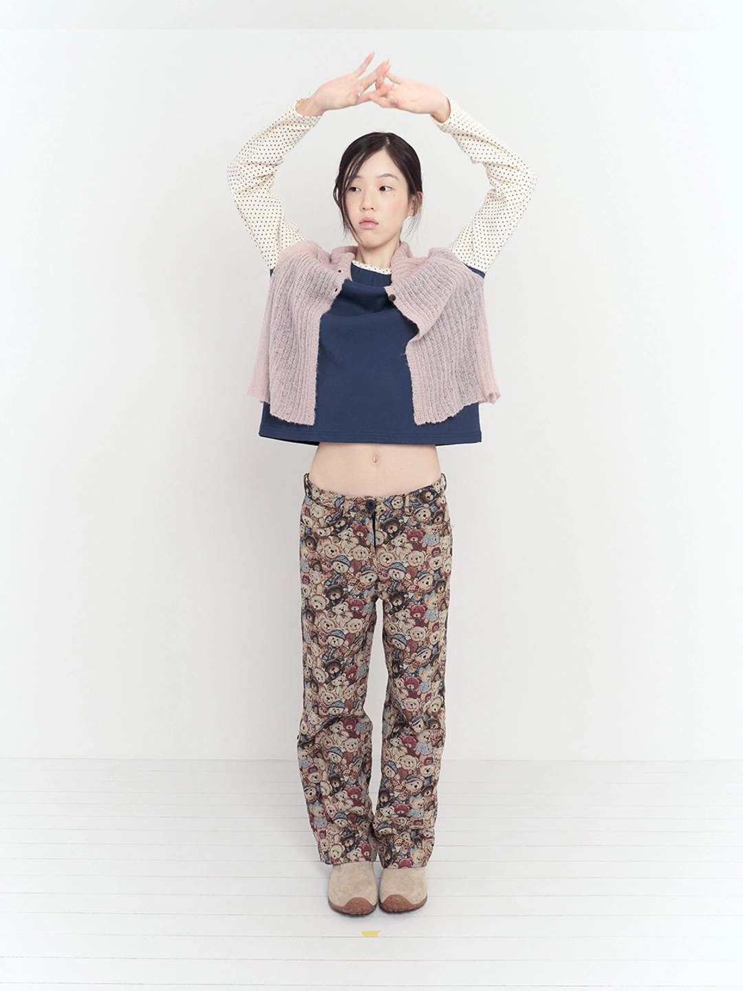 무음 Teddy Jacquard Pants (Brown) 상품 이미지 2