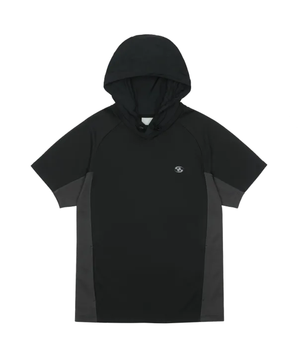 HOODED MESH T-SHIRT [BLACK]