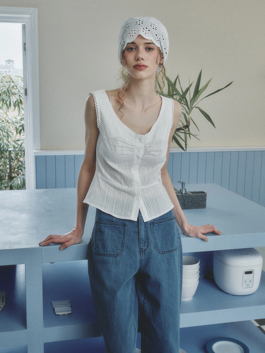르니나 ATHENA round neck vest_white 상품 이미지 2
