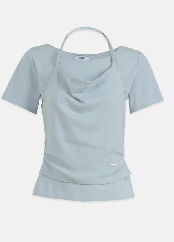 [44-120]  Abel Halter-neck One-were Tee-Short.ver  에이벨 홀터넥 원웨어 티- Short.ver (여름-데일리룩-데이트룩-페미닌-유니크-보트넥-홀터넥-레이어드-슬림핏-체형커버-빅사이즈-자체제작) - MICANE