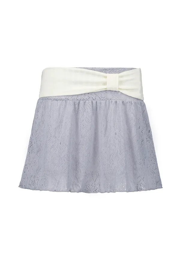 RIBBON BANDING MIDI SKIRT [SKY BLUE]