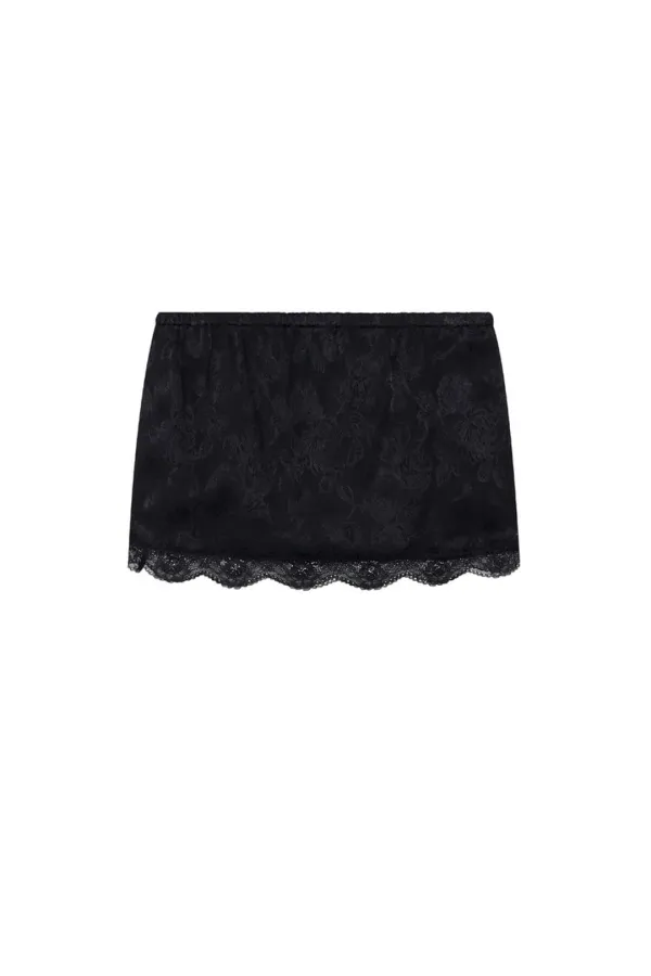 LACE MINI SLIP SKIRT (BLACK)