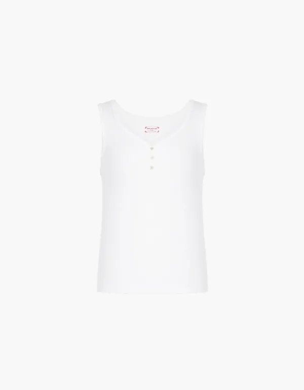 pincoat henley neck sleeveless - white