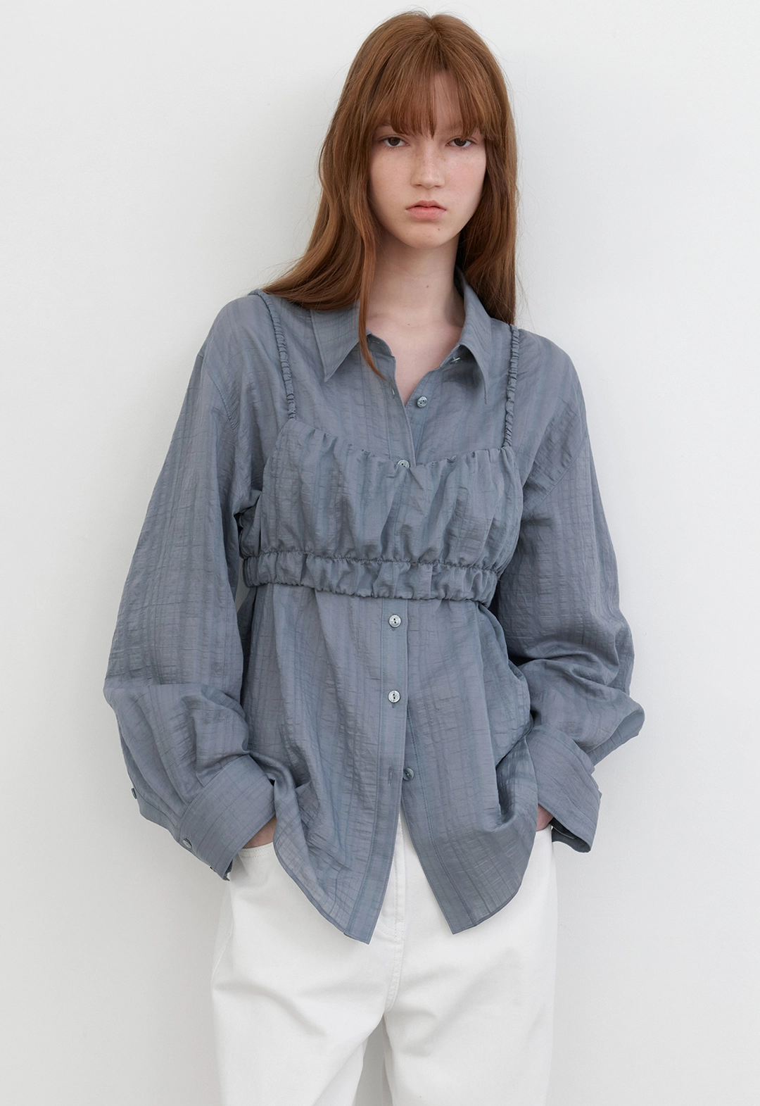 아뜰리에 나인 (BL-4393)SHEER VOLIME TOP&LAYERED SHIRTS 상품 이미지 2