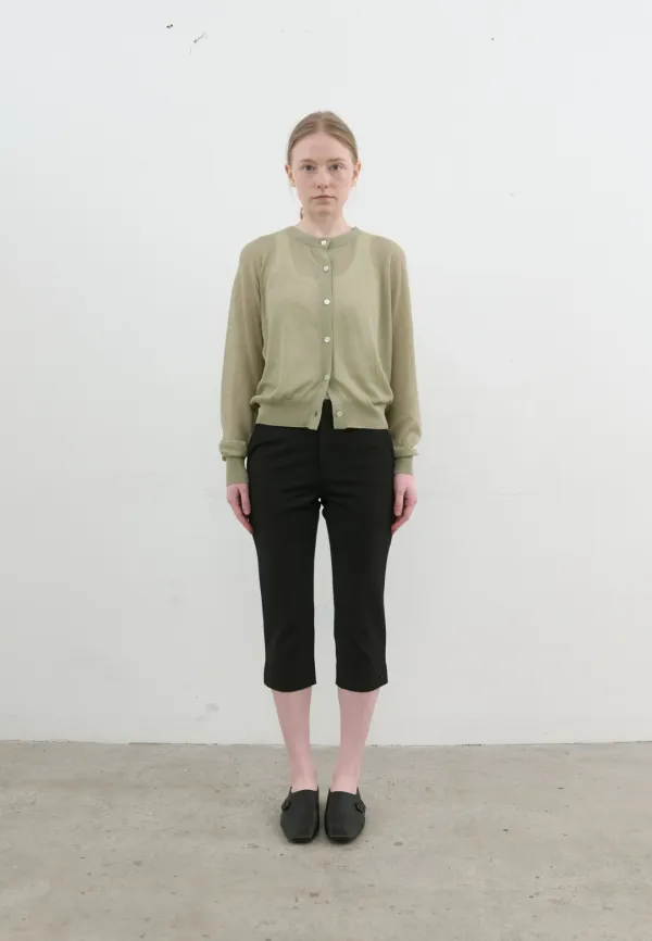 Linen blend knit cardigan (sage olive)
