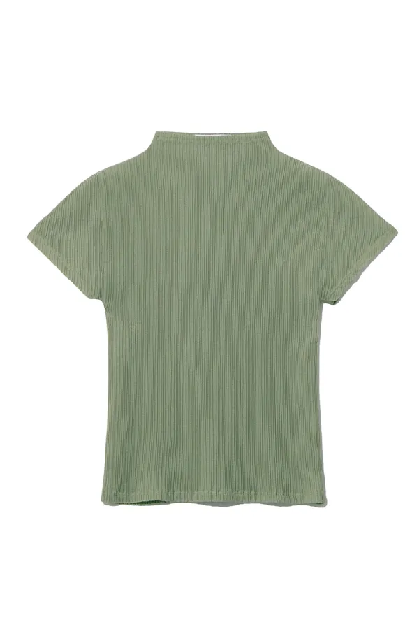 [예약배송 6/16] AUBE PLEATS MOCKNECK TOP [GREEN]